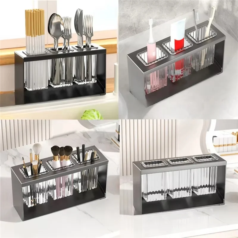 BHTS-Multifunctional Chopsticks And Spoon Storage Rack Automatic Drain Cutlery Rack Kitchen Storage Tool