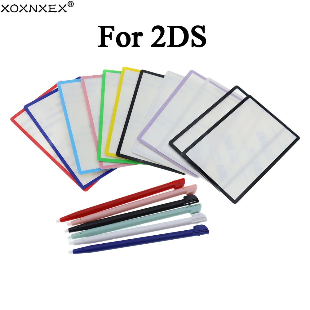 1PCS Top Oberen LCD Bildschirm Objektiv Kunststoff & Glas Abdeckung + Touch Stylus Stift Für 2DS Reparatur Teil