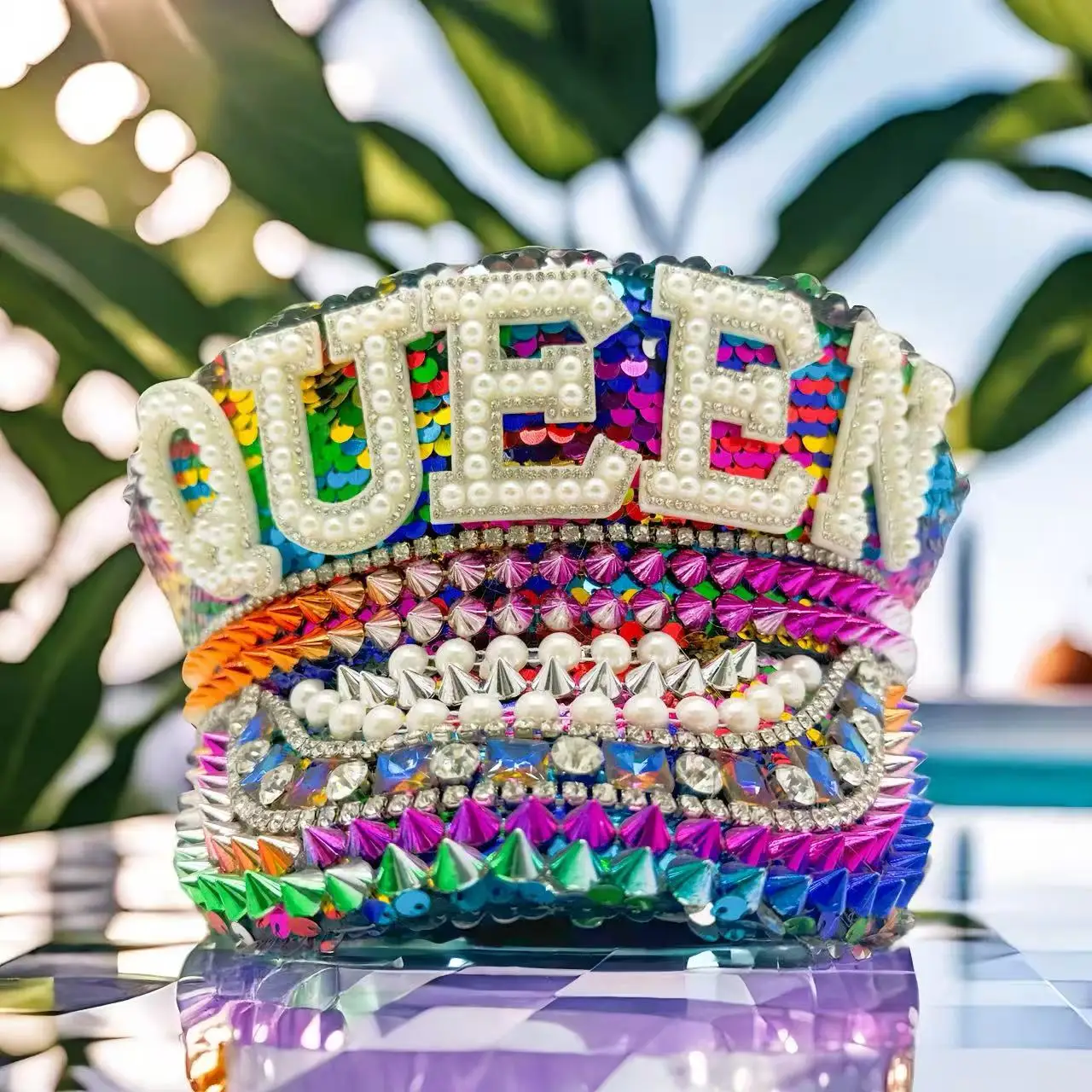 

Carnival Costume Hat Adult, Captain Hats Rhinestone for Burning Man Festival Woman, Cosplay Female Accessories