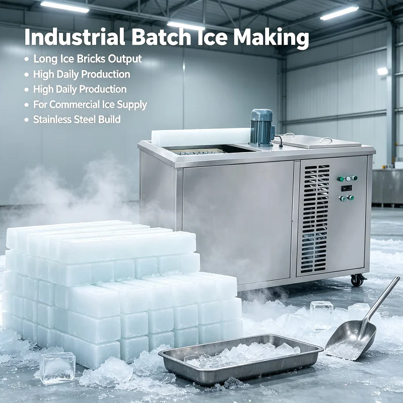 Block Ice Making Equipment 0.3-10 Tons Daily, Automatic Commercial Ice Brick Machine for Fresh Food Preservation