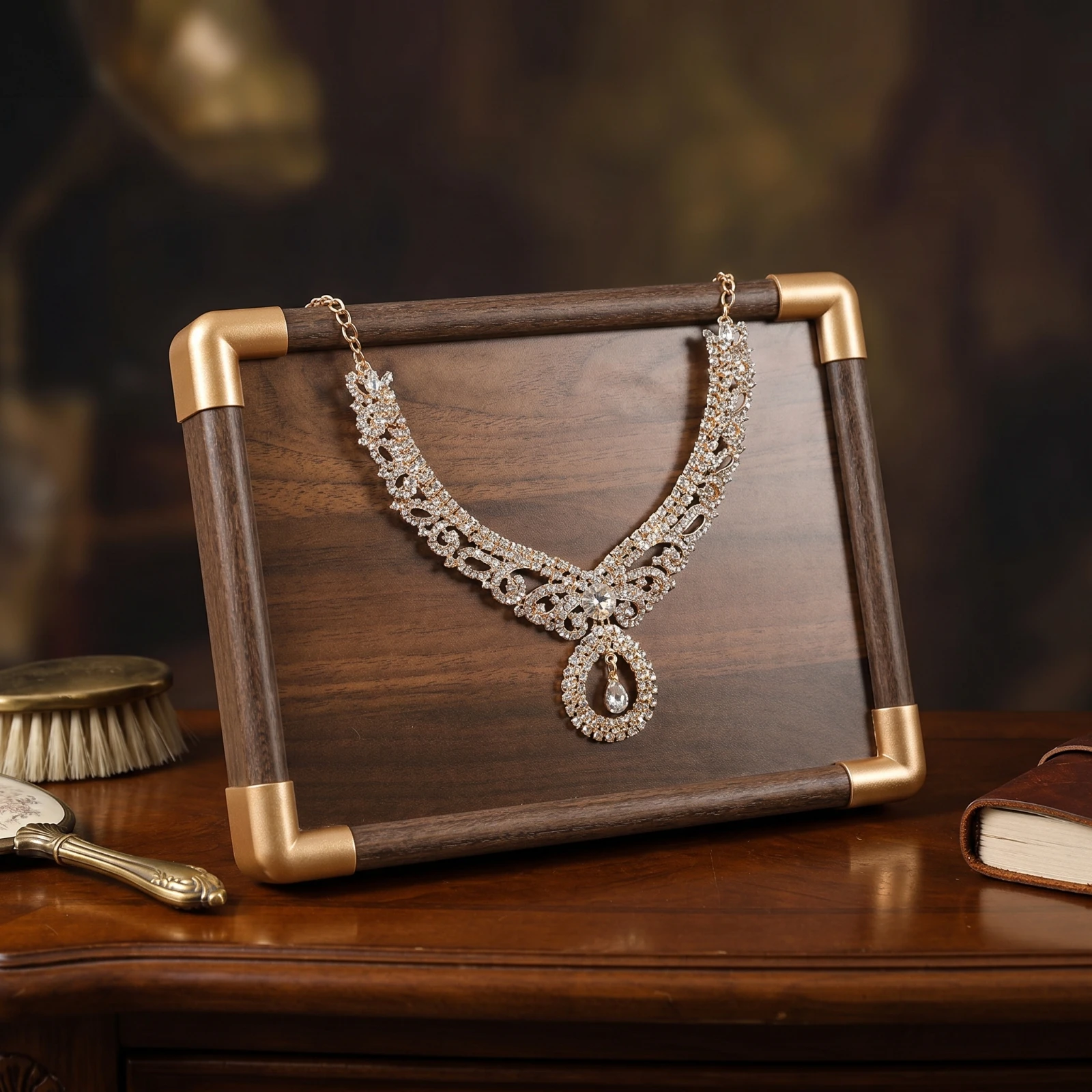 Necklace Display Board Rectangular Jewelry Tabletop Display Board Wooden High-Quality for Jewelers, Retail Counter, Vanity