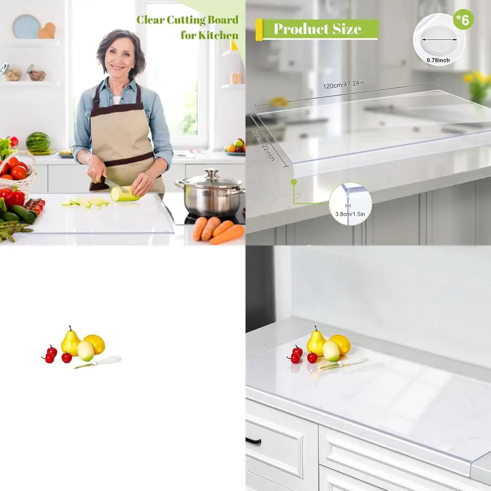 

Non-Slip Shatter-Resistant 47x22 Clear Acrylic Cutting Board with Lip for Kitchen & Restaurant Use
