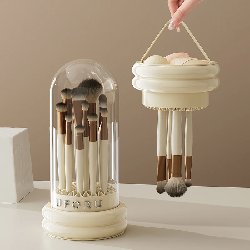 UFORU Make-upborstel wassen en drogen één wasborstel artefact Poederdons schoonheidsmake-up eierreinigingsgereedschap droogmand