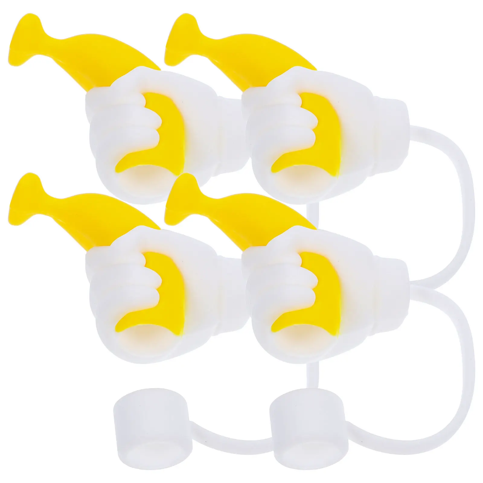 

4Pcs Flexible Silicone Straw Dust Covers Caps Reusable Straw Tip Protectors for Picnic Party Camping Office Travel Use