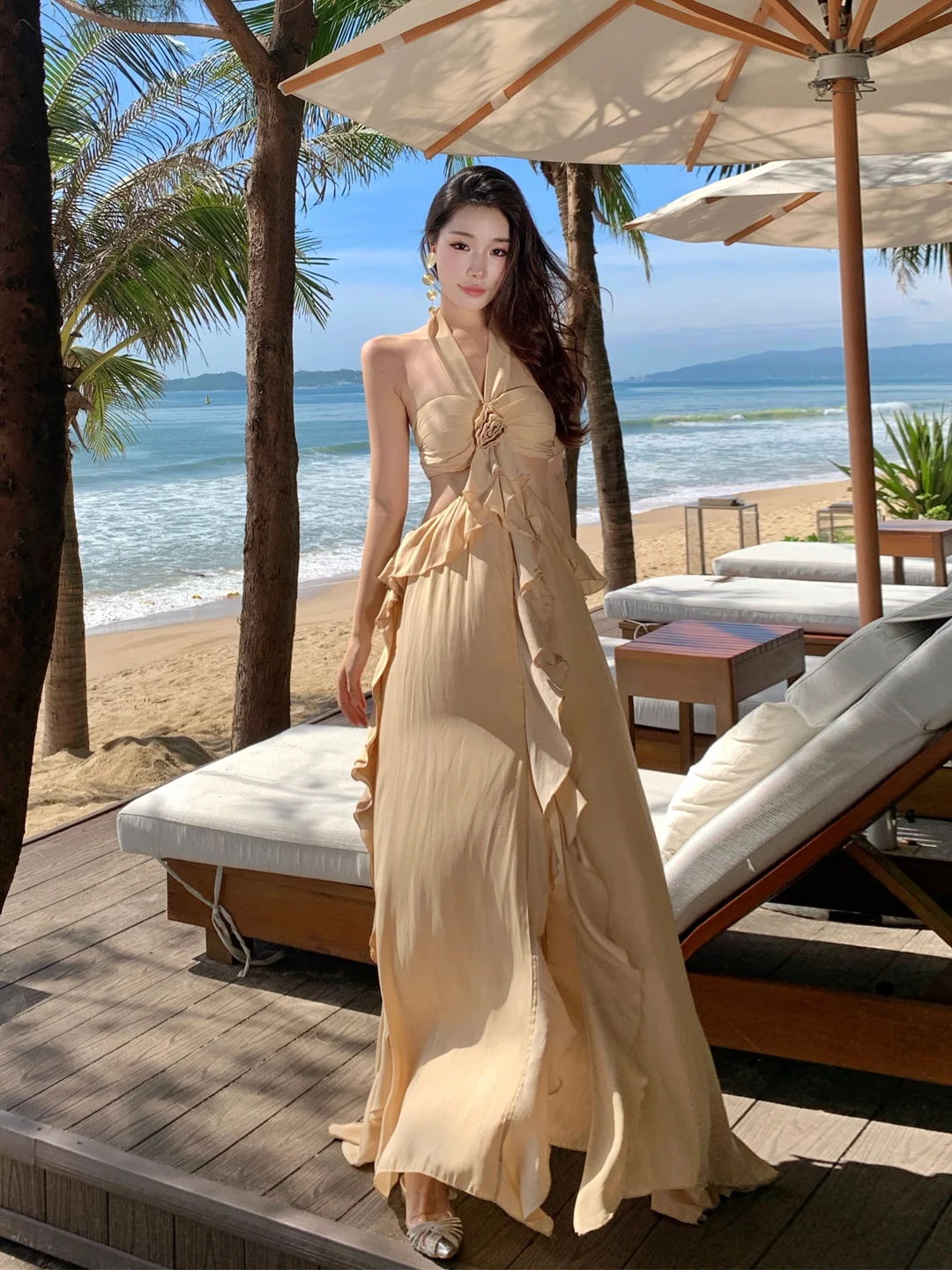 

Sensational Pure Desire Beach Vaion Women's Dr Sexy Bal Off-oulder Long Skirt Beautiful Lace Trim Split Summer