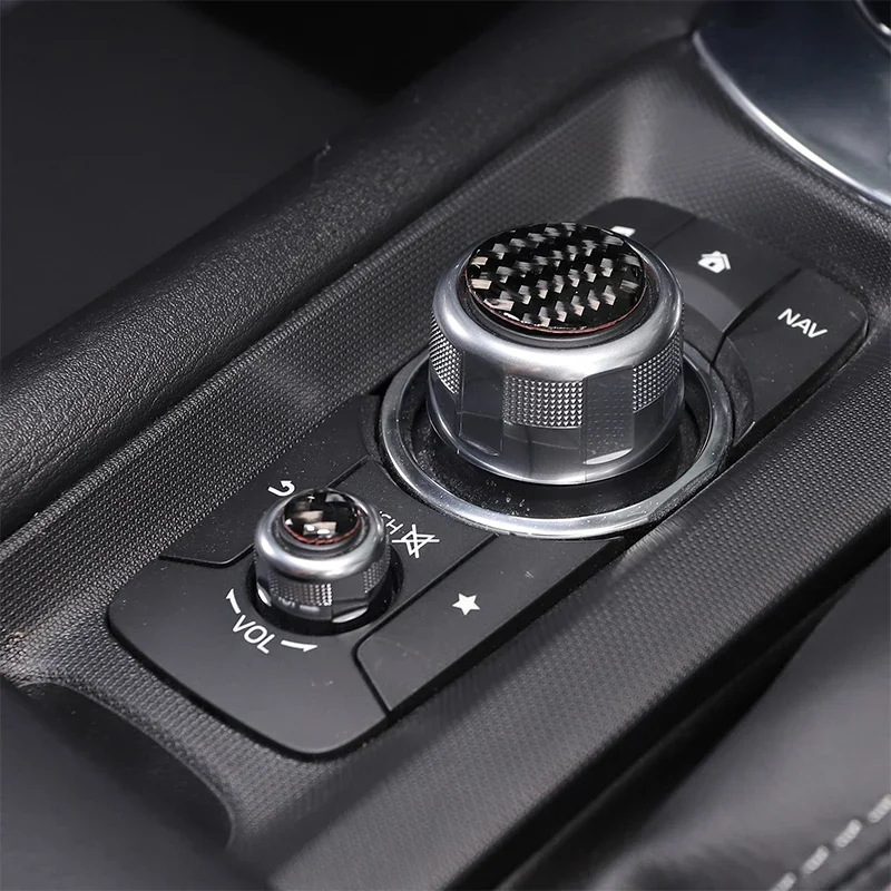 For Mazda MX-5 2016-2023 Soft Carbon Fiber Car Center Control Multimedia Knob Cover Trim Sticker Car Accessories