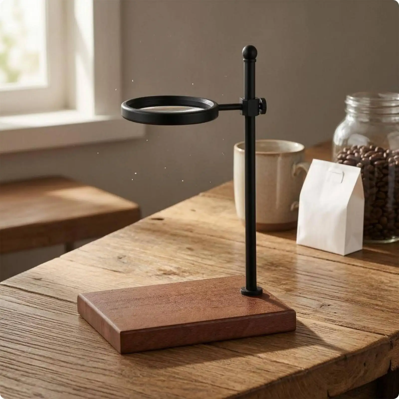 Wood Base Coffee Dripper Stand Round Support Loop Pour over Coffee Stand