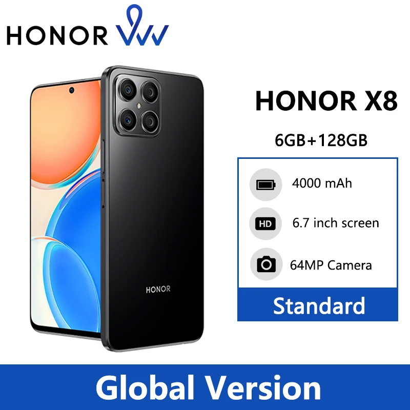 Global HONOR X8 Mobile Phones 6GB 128GB 6.7 inch Display Smartphone Snapdragon 680 Cellphone 4000mAh Battery 64MP Camera 12 sold384,394.62739,213.07Save 354,818.45-48%1000Hongkong willwin StoreSee pre