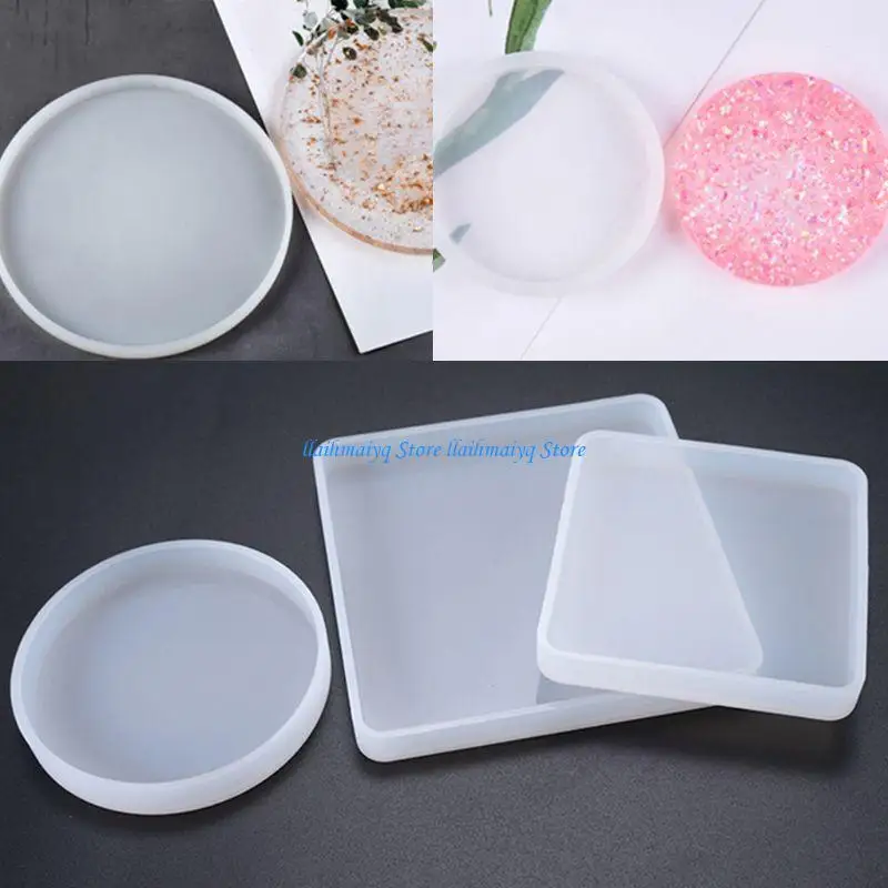 573B 3 Pcs Mirror Square Round Silicone Mold DIY Highlight Crystal Epoxy Resin Mold