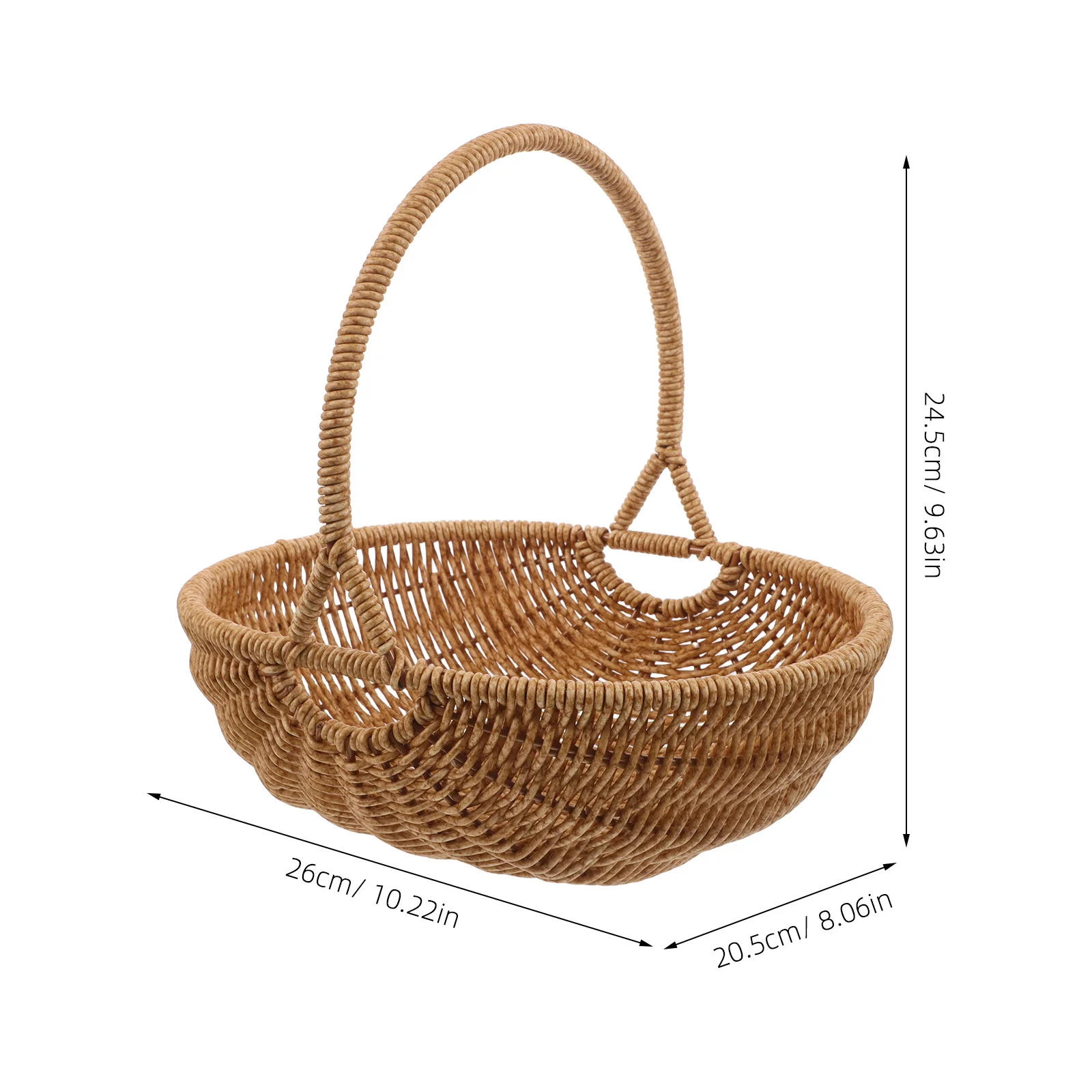 خمر نمط تقليد الروطان سلة خوص بني فاتح المنسوجة يدويا للنزهات عيد الفصح تنظيم المطبخ تخزين متعدد الأغراض #4