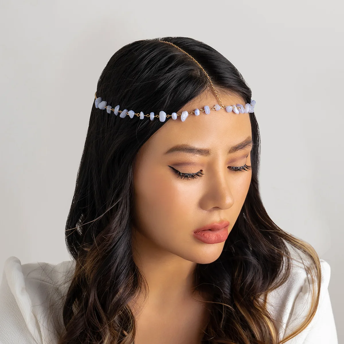 Bohemian Ethnic Turquoise Metal Chain Headpiece