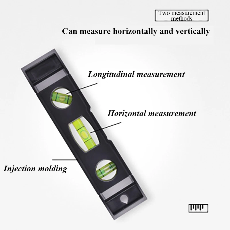 Horizontal Ruler 3 Bubble Spirit Level Magnetic ABS Shell Mini Pocket Portable Spirit Level Tool Measure Tool Machinery Leveller