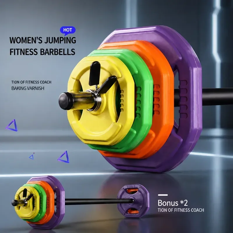 for Jumping Barbell Set Women Fitness Household Squat Bar Gym Bells Color Glue Hand Grab Small Barbell Pieces