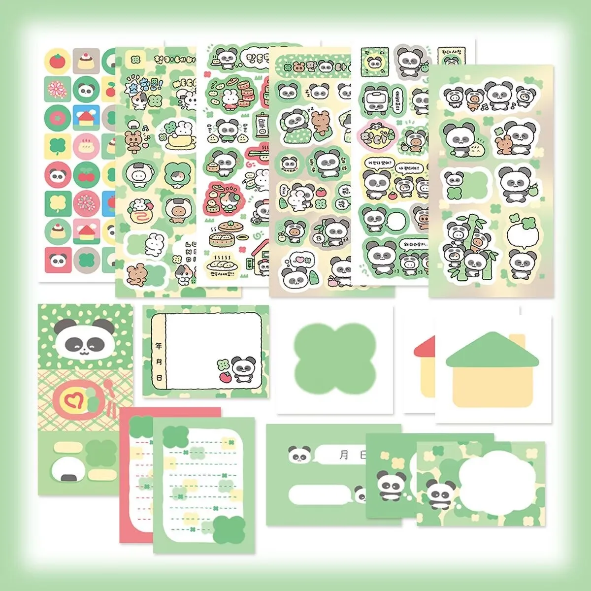 1/7Pcs  Lucky Panda Sticker Panda Memo Writing Paper Sticker DIY Account Material Mobile Case Gouben Decorative Stickers