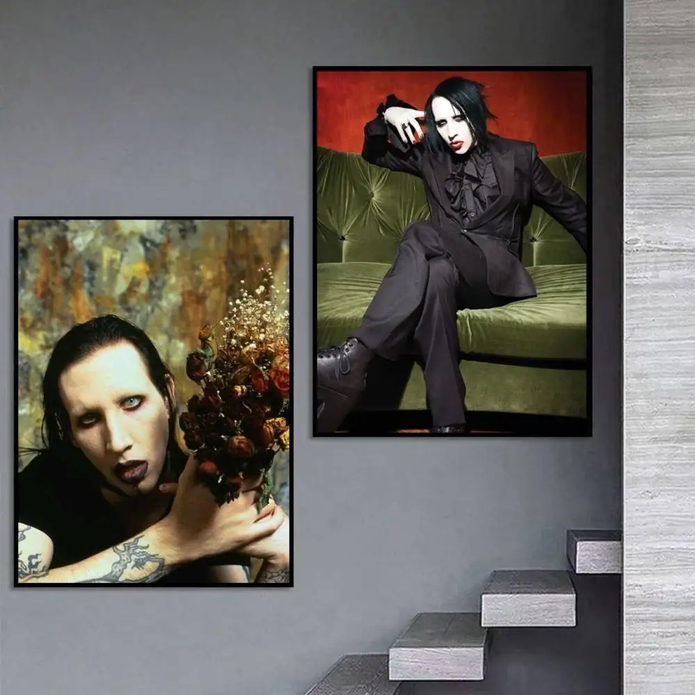 MM Death Rock Marilyn Manson Poster Self-adhesive Art Waterproof Paper Sticker Coffee House Bar Room Wall Decor