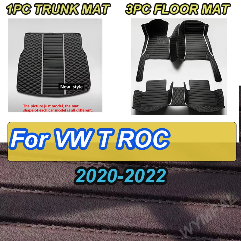 

Роскошные автомобильные коврики для VW T ROC 2020 ~ 2022 AUTO, дропшиппинг, центральные аксессуары для интерьера, кожаные ковры, подушечки для ног