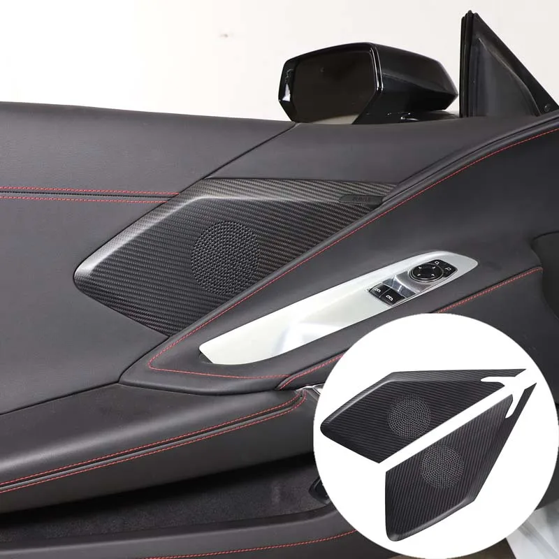 For Chevrolet Corvette C8 Z06 Z51 2020-2023 Real Carbon Fiber Interior Side Door Horn Frame Cover Trim Horn Cover Accessories