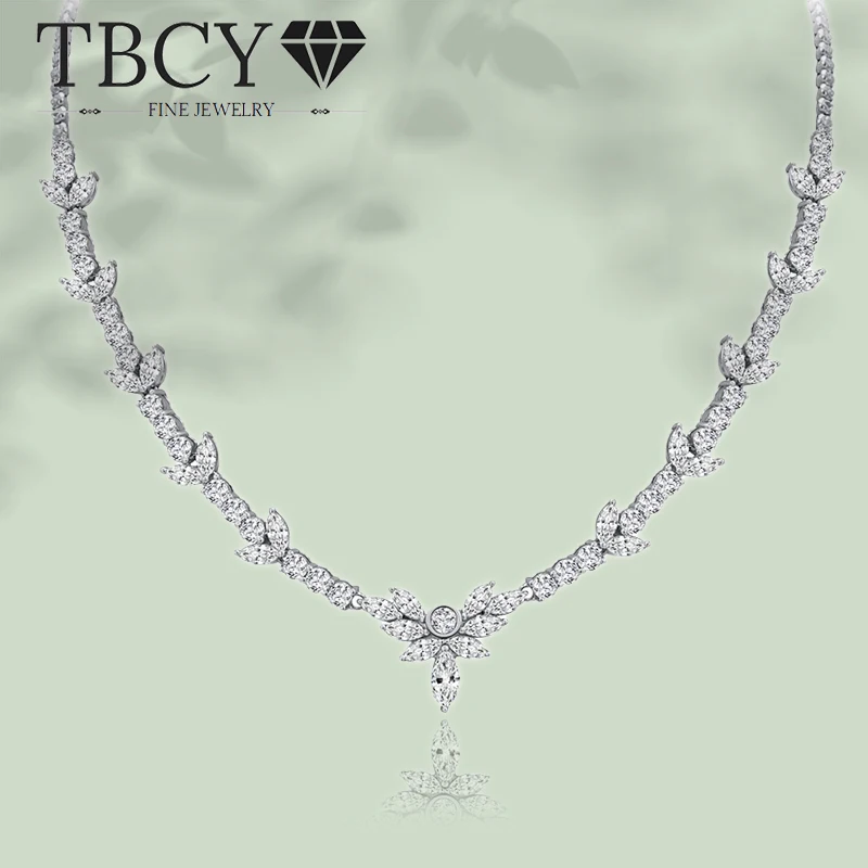 

TBCYD Роскошное настоящее серебро 925 пробы 0,5 карата, огранка маркизы, высокоуглеродистая бриллиантовая цепочка для женщин, свадебная вечеринка, ювелирные украшения