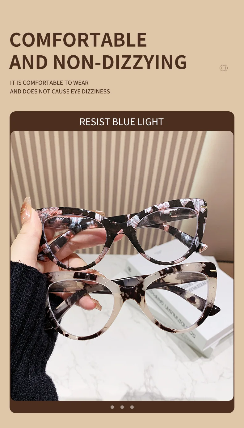Vielseitige Damen-Lesebrille mit großem Rahmen, Cat-Eye-High-Definition-Lesebrille, Anti-Blaulicht, elegante, modische Brille, 0 bis +4,0 – Detail 3