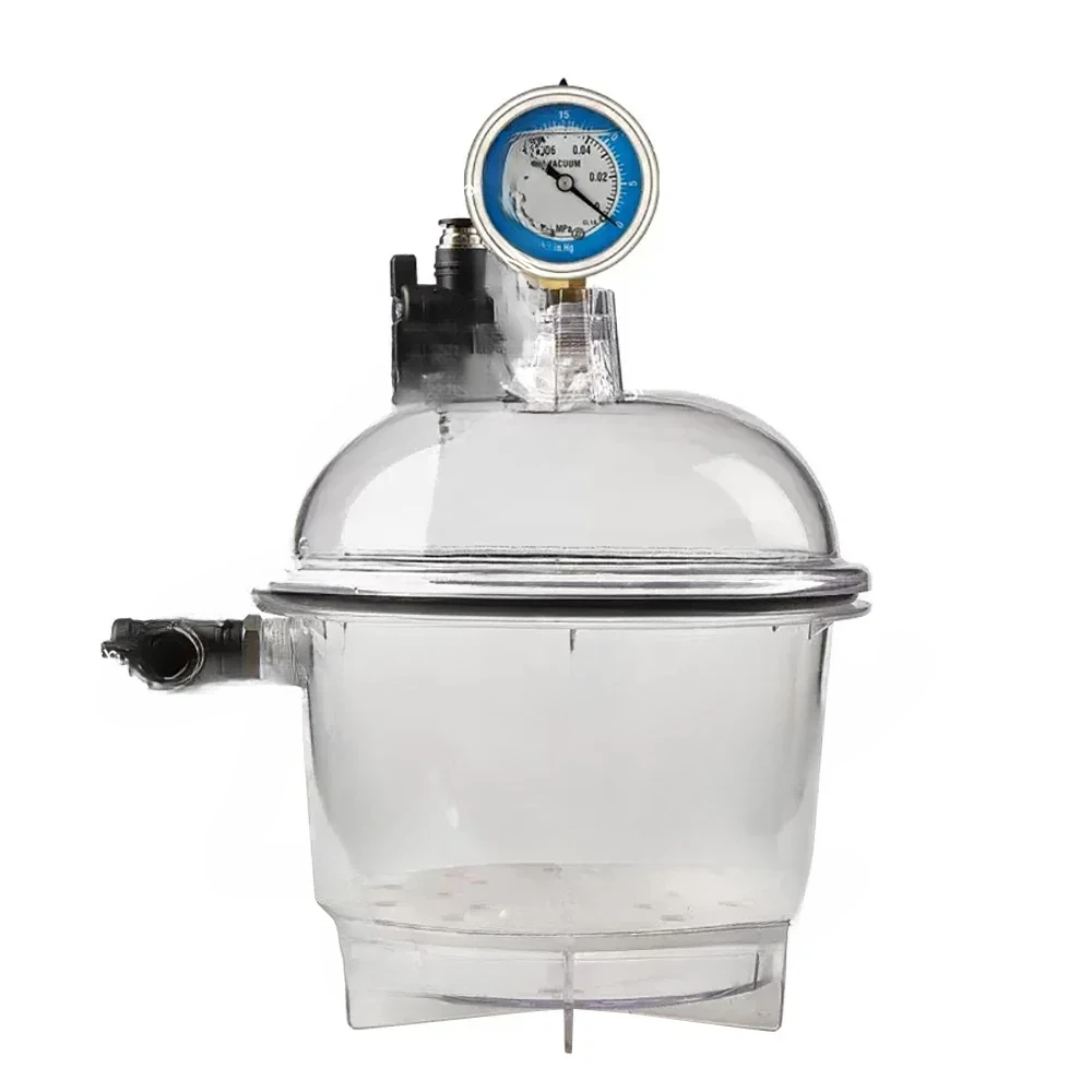 Laboratory Plastic Vacuum Dryer Transparent Vacuum Drying Vessel Polycarbonate Storage Tank Ball Valve Pressure Gauge 150MM