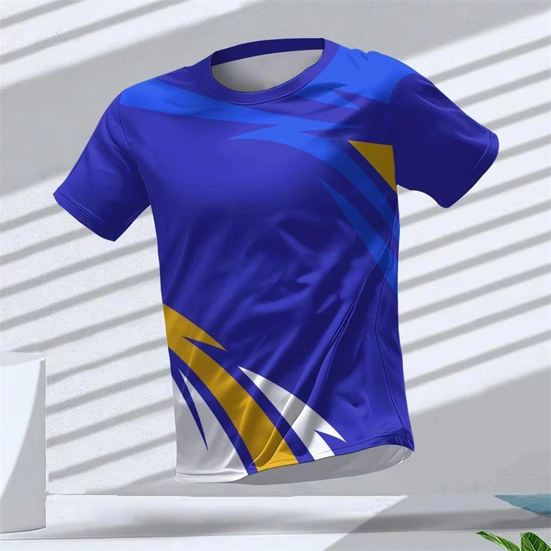 

Fashion Geometric Pattern Sports T Shirts Summer Casual Running Fitness 3D Printed T-shirts Loose Breathable Tees Mens Clothing