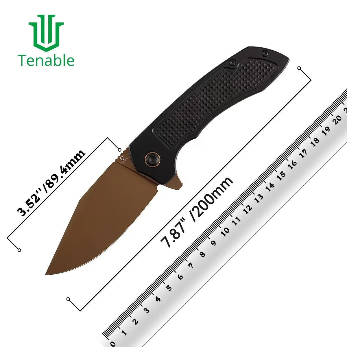 

Tenable Folding Knives B1036F Entity 3.52'' 14C28N/Damascus Blade with Aluminum with Checkered Texture Handle Nalu Knives Design