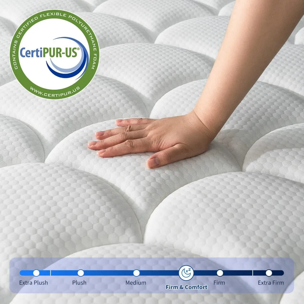 Queen Mattress, 10 Inch Pillow Top Mattress in a Box, Medium Firm Fiberglass-Free, Soft Breathable Pressure Relief Memory Foam H