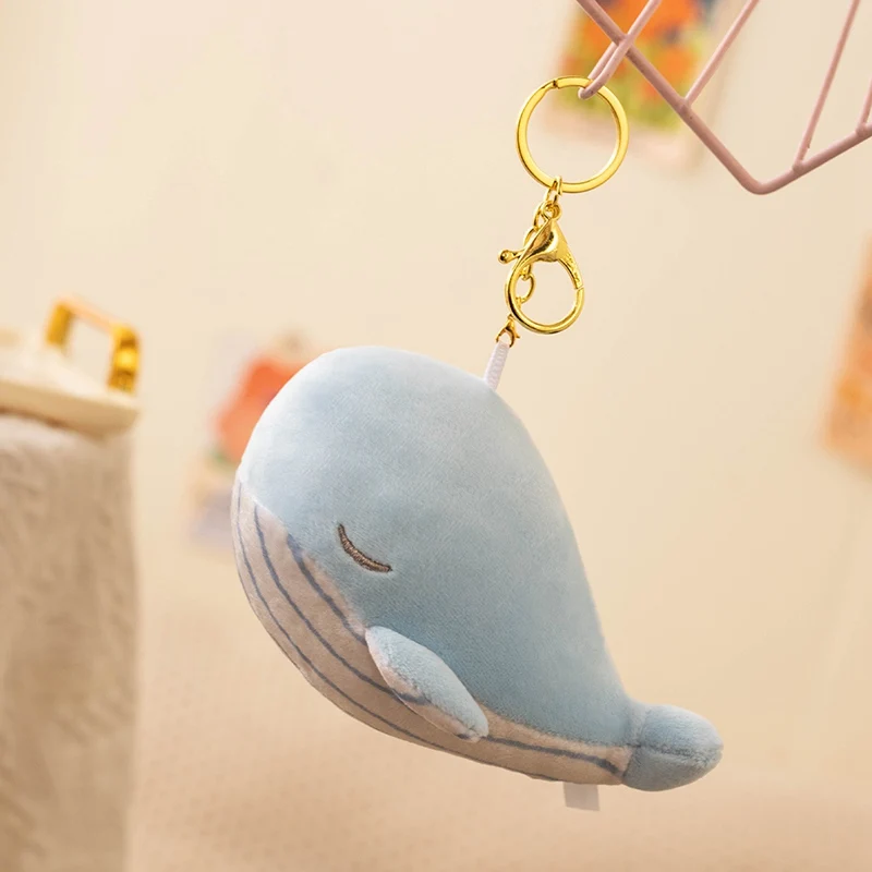 New Whale Keychain Soft Plush Toy Pendant Stuffed Sea Fish Doll Kawaii Backpack Bag Decor Birthday Gifts for Girls Boys CHild