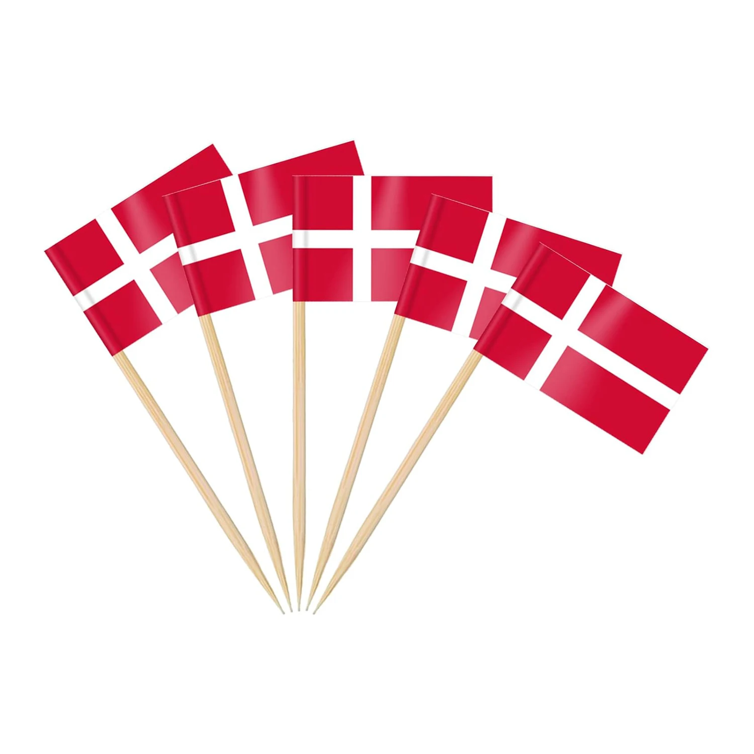 Denmark Flag Toothpick Flags Picks, 100 Pcs Small Denmark Cupcake Toppers Stick Flags Double-sided for World Cup, National Day