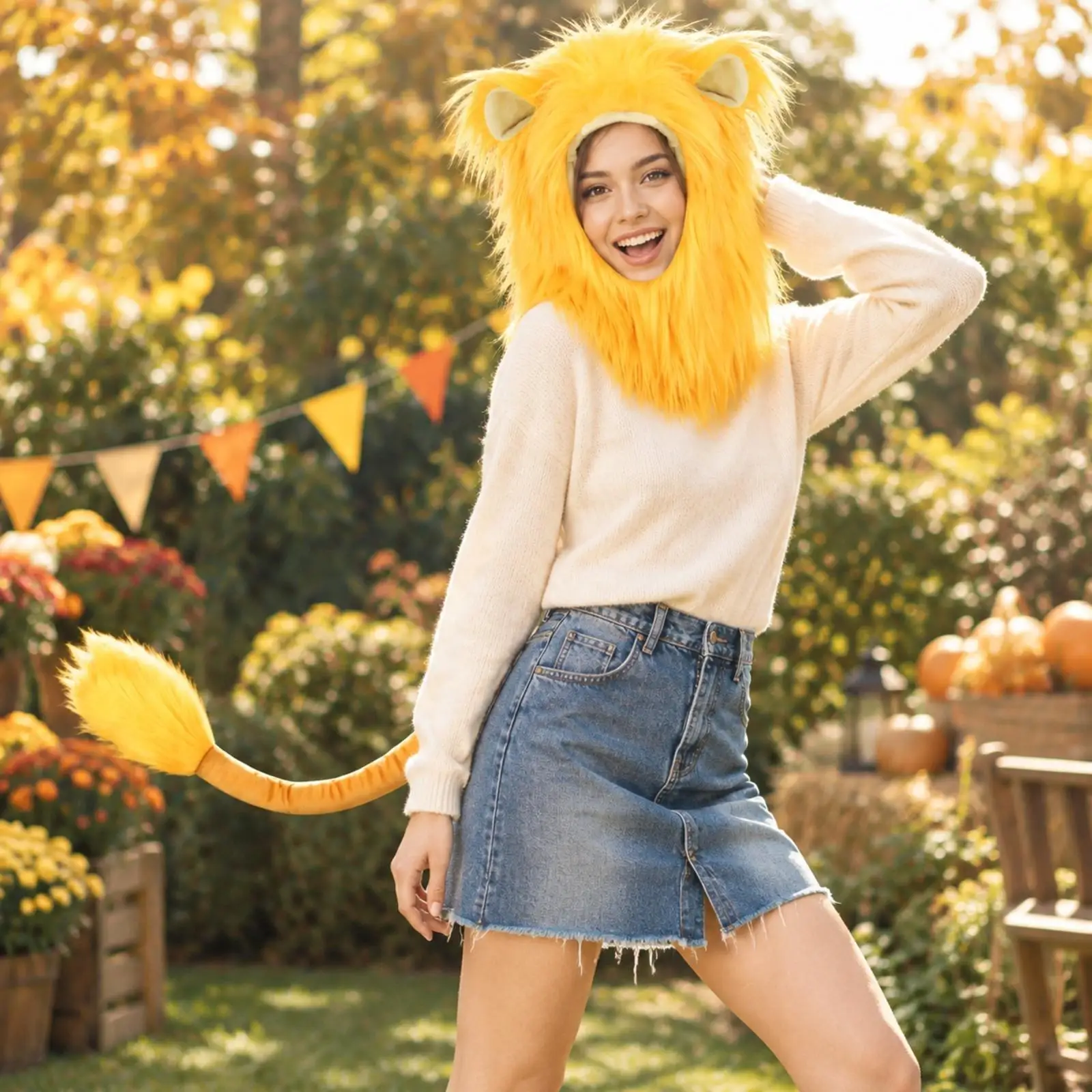Animal Lion Headpiece Costume Accessory for Themed Party Stage Performance Photo Shoot with Plush Fur Design