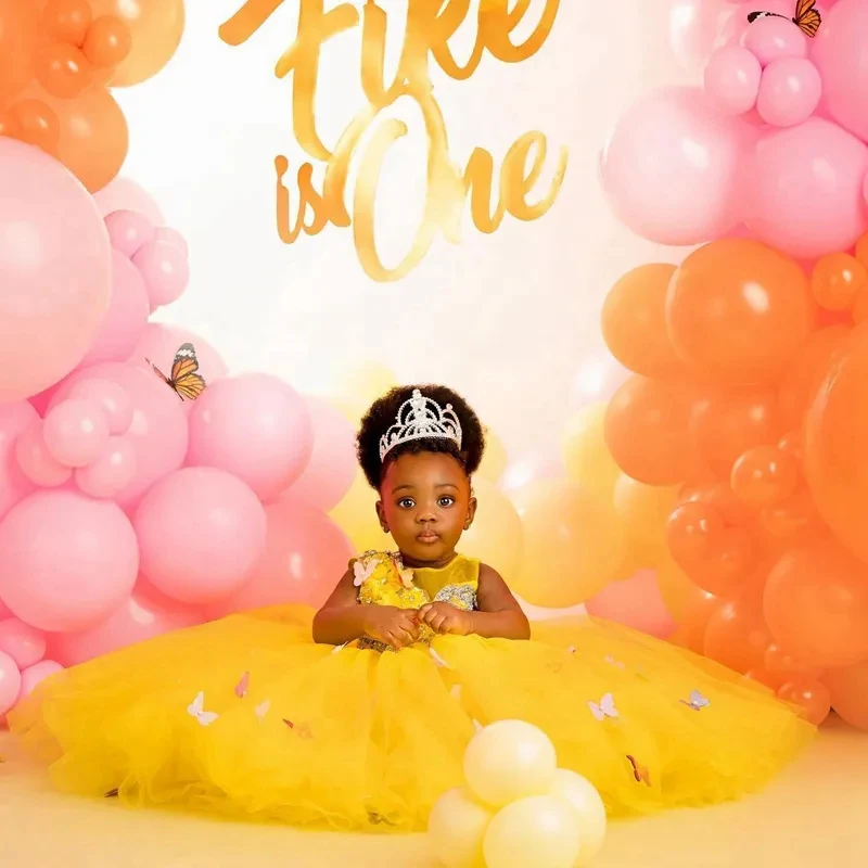 Custom Yellow Flower Girl Dress for Little Girls, Puffy Skirt, Beaded Appliqué Layered Tulle, Birthday Party Dress for Girls