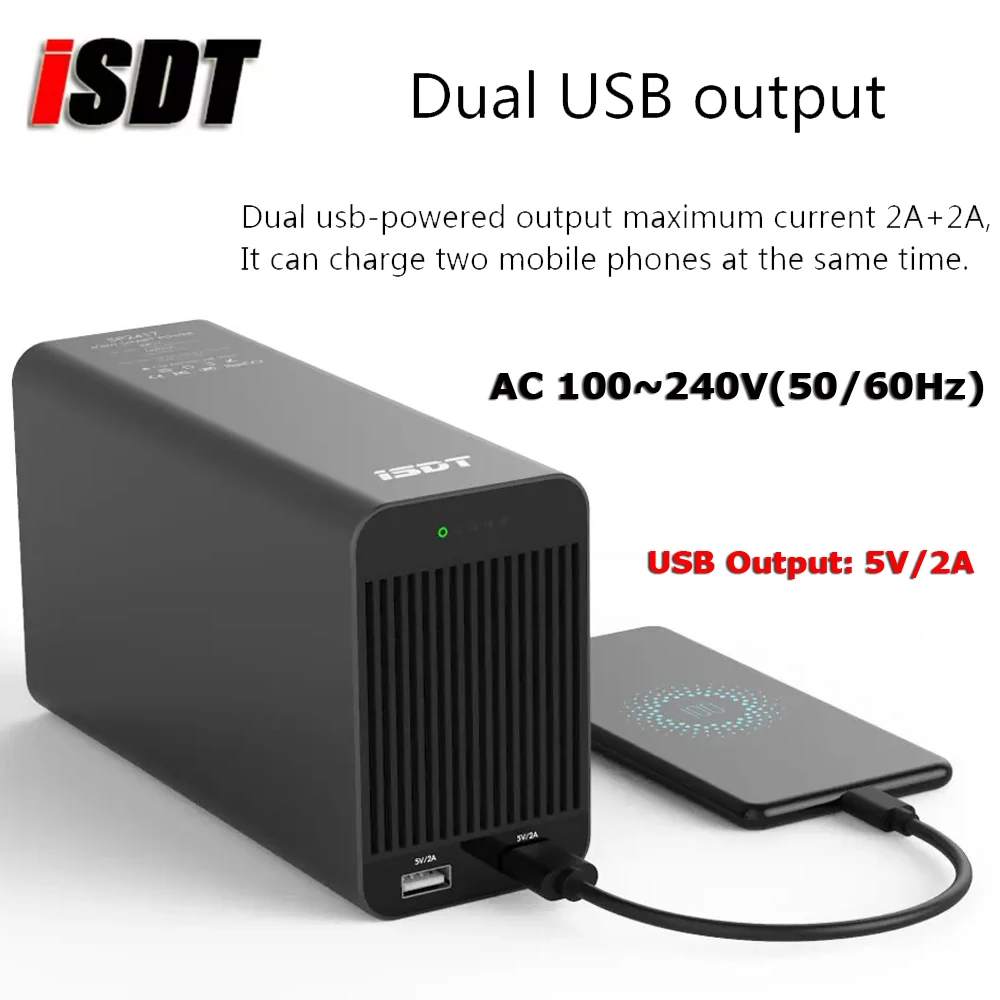 

ISDT SP2425 BattGo 600W 25A SP2417 400W 17A Charger LED Indicator Light Smart Power Supply Adapter With Dual USB Charging Output