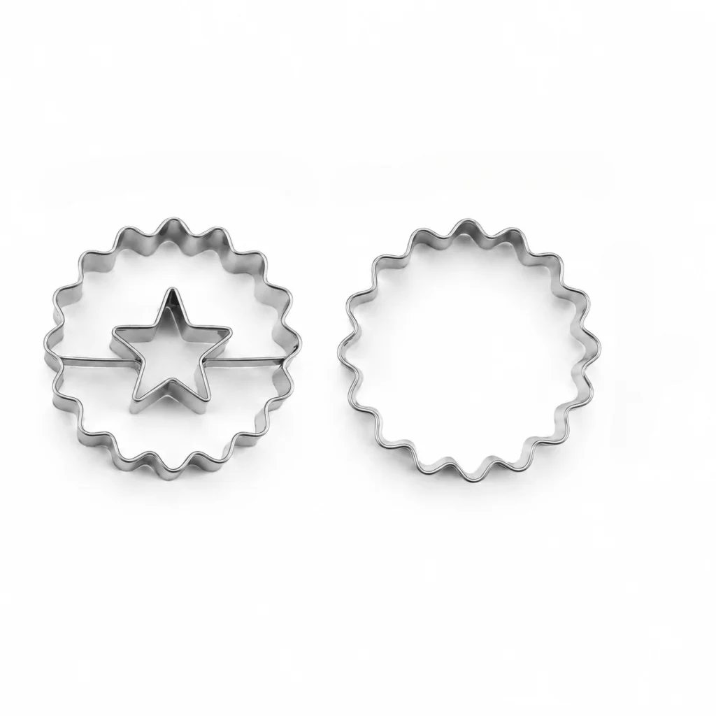 2PCS Star sandwich biscuit mold set 430 stainless steel wavy lace cookie mold festival manual Dim sum pressure cutter