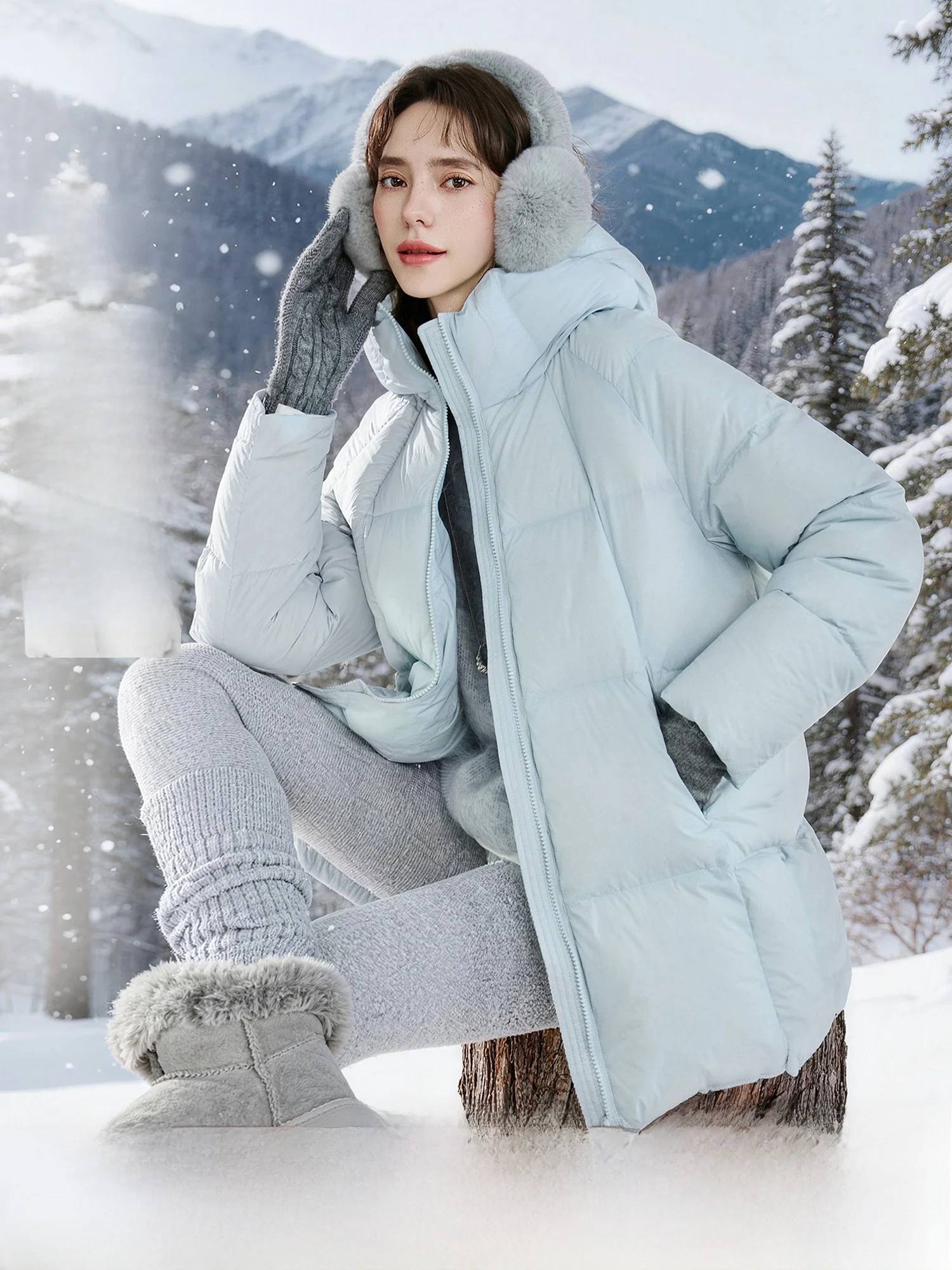 

Женское пуховое пальто Pumpkin Valley Sugar Cube Cloud Bag: теплое, с капюшоном, средней длины, модное, для повседневной носки