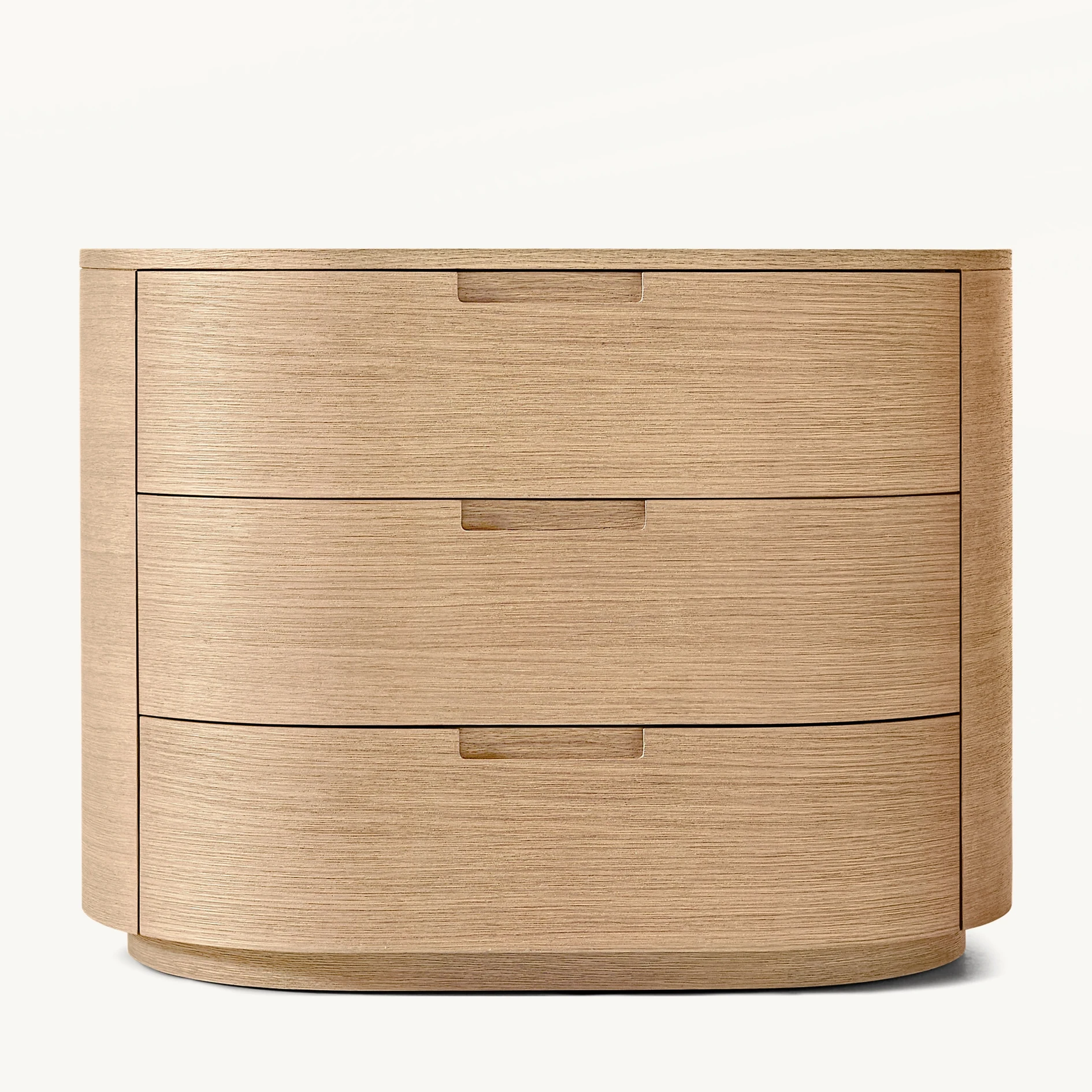 

Luxury Modern Bedroom Furniture 3 Drawers Curve Natural Oak Wood Royal Closed Nightstand