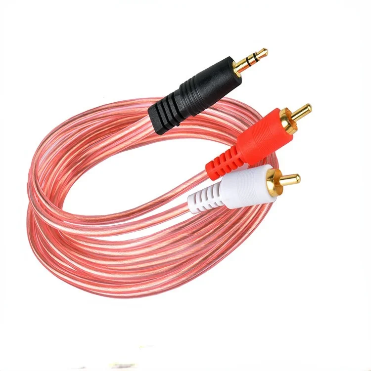 Head Audio and Video  Cable   1:2 3.5mm To Double Lotus  3.5  Sound  Flat