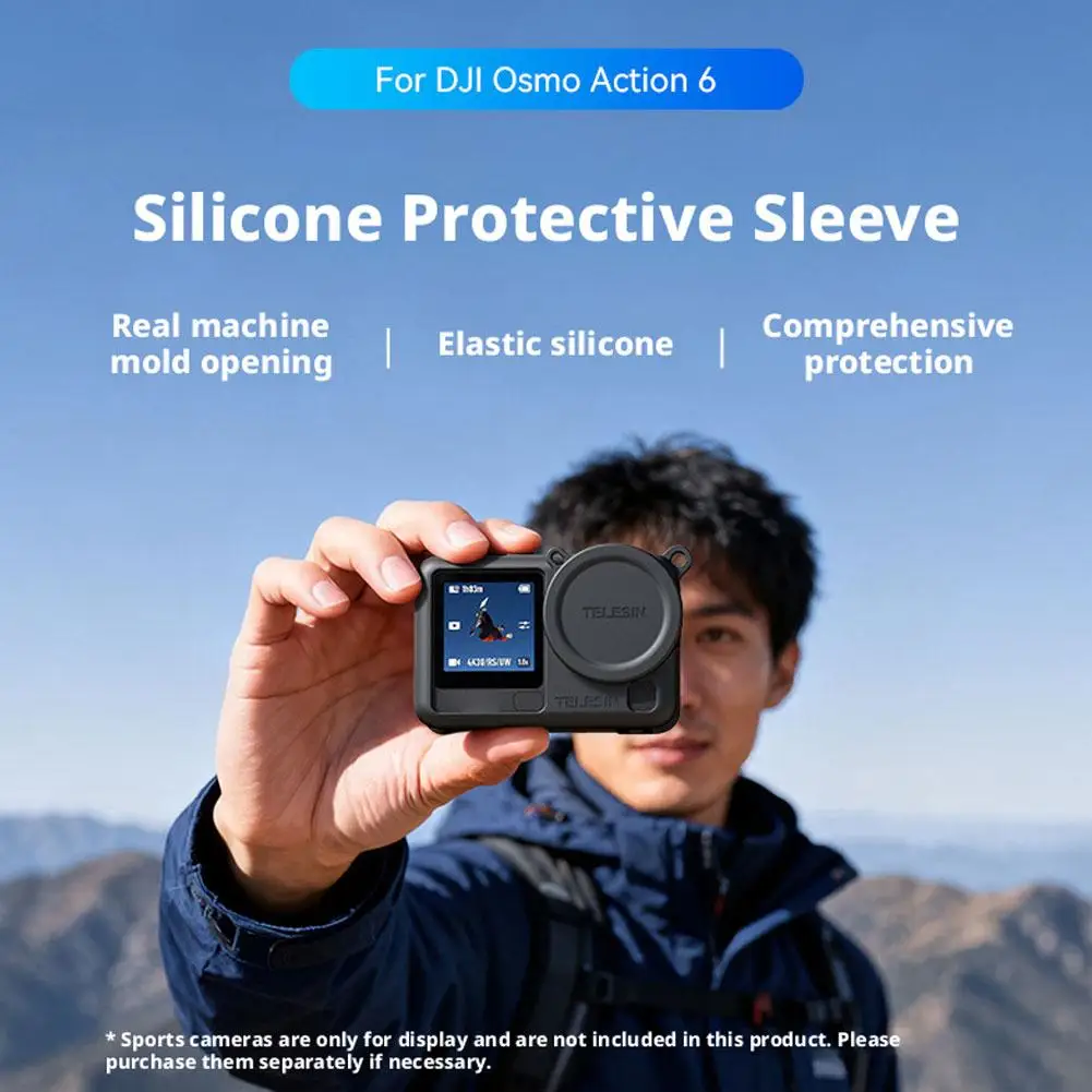 حافظة من السيليكون الناعم لـ dji OSMO Action 6 مع غطاء عدسة مضاد للخسارة كاميرا الحبل غطاء حماية مقاوم للسقوط لـ dji Action S8I6 #6
