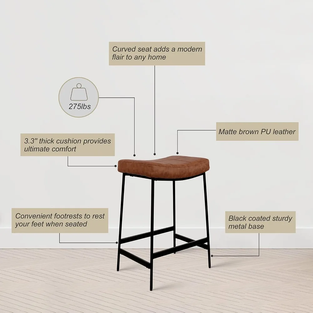 Ensemble de tabourets de bar dos nu avec coussin optique et repose-pieds, tabourets de bar modernes, siège de dégager pour cuisine, piste de comptoir, 2 solutions, 27 po