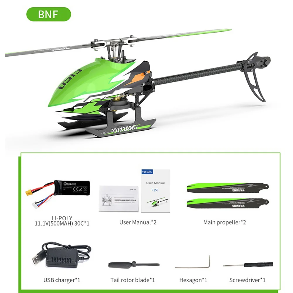 YXZNRC F150 F05 RC Helicopter 2.4G 6CH 6-Axis Gyro 3D6G Dual Brushless Motor Flybarless RTF Compatible With FUTABA S-FHSS Toys