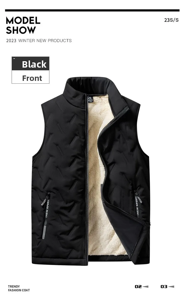 

Autumn and Winter Fashion Men's Cotton Vest Jackets Casual Multifunctional Thickening Warm Standing Collar Sleeveless Men's Top