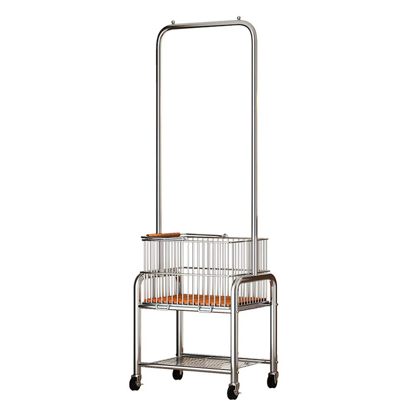 Hanger Bedroom antique hanger with handle dirty clothes basket basket can be moved to dry clothes rack universal wheel