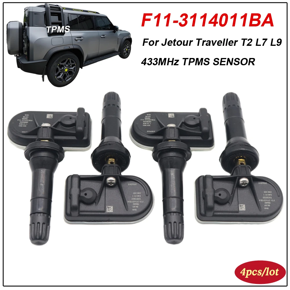 4PCS F11-3114011BA NEW Car Tire Pressure TPMS Sensor For Jetour Traveller 2023-2024 For T2 2024 433MHz F113114011BA