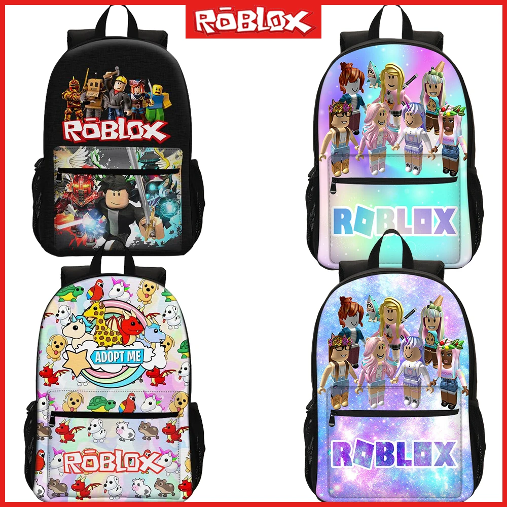 Roblox Cartoon Printed Backpack Lunch Bag Shoulder Bag Pen Bag 4-Pcs Computer Shoulder Bag Student Schoolbag Set Birthday Gift