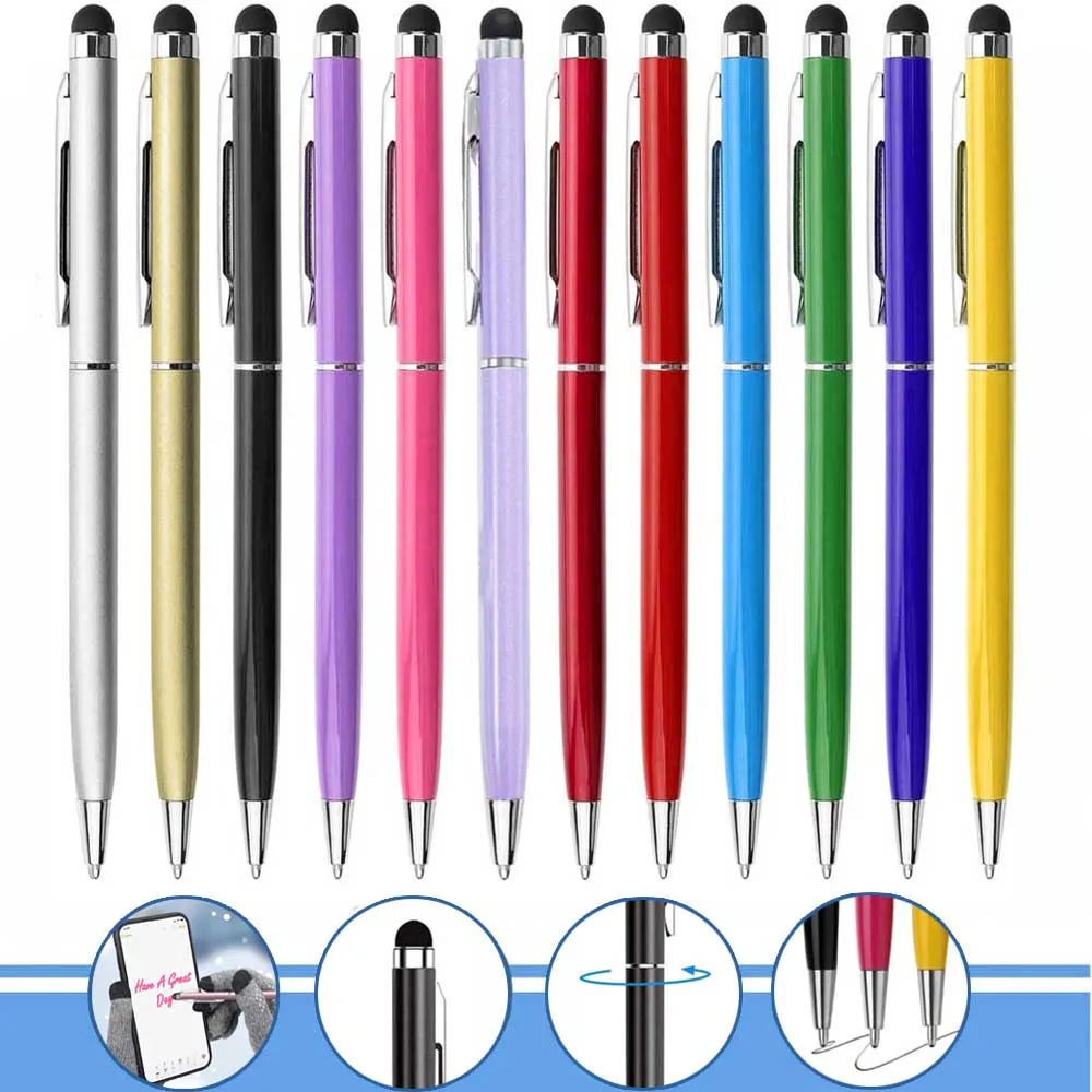 5-12Pack Stylus Pens for Touch Screens Stylus Pen for Touch Screens Tablets and Black Ink Ballpoint Pens-2 in 1 Stylists Pens