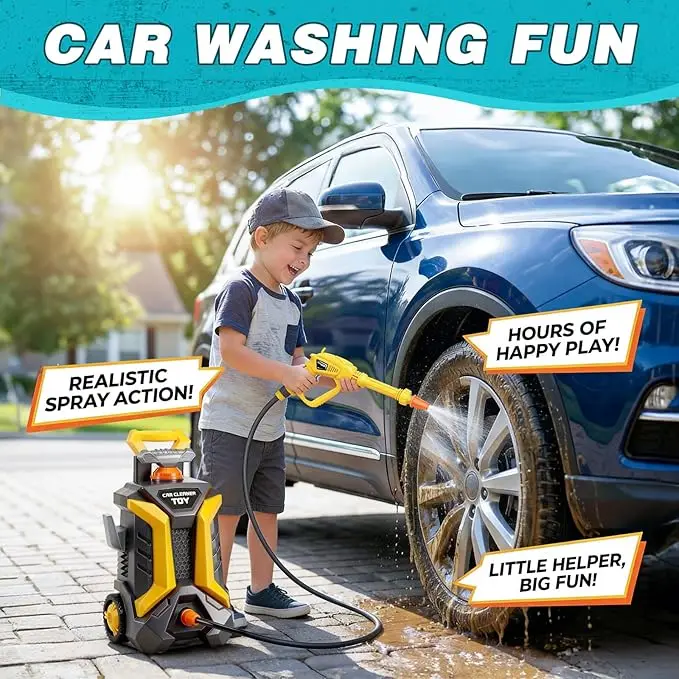 Car Wash Toy Pressure Washer Playset Pretend Play Water Gun Spray Machine Outdoor Washing Toys for Kids Boy Birthday Gifts