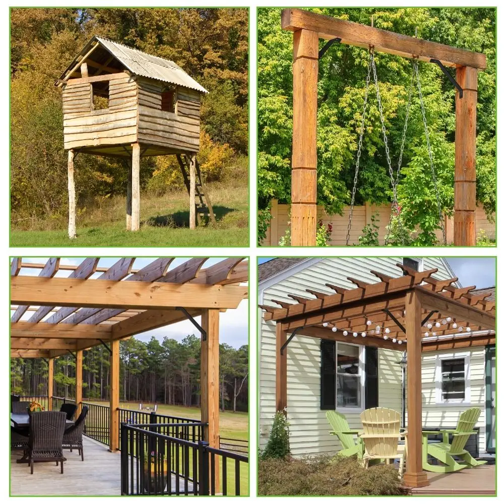 

Прочный металлический опорный кронштейн 45. ° Укрепляющее усиление беседки Прочная конструкция Утолщенный опорный столб