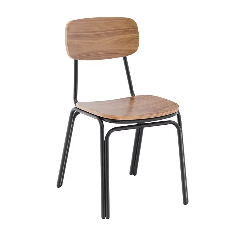 Modern Steel Frame Dining Chair with Plywood Seat & Backrest for Home, Cafe, Restaurant, Hotel, School and Shopping Mall
