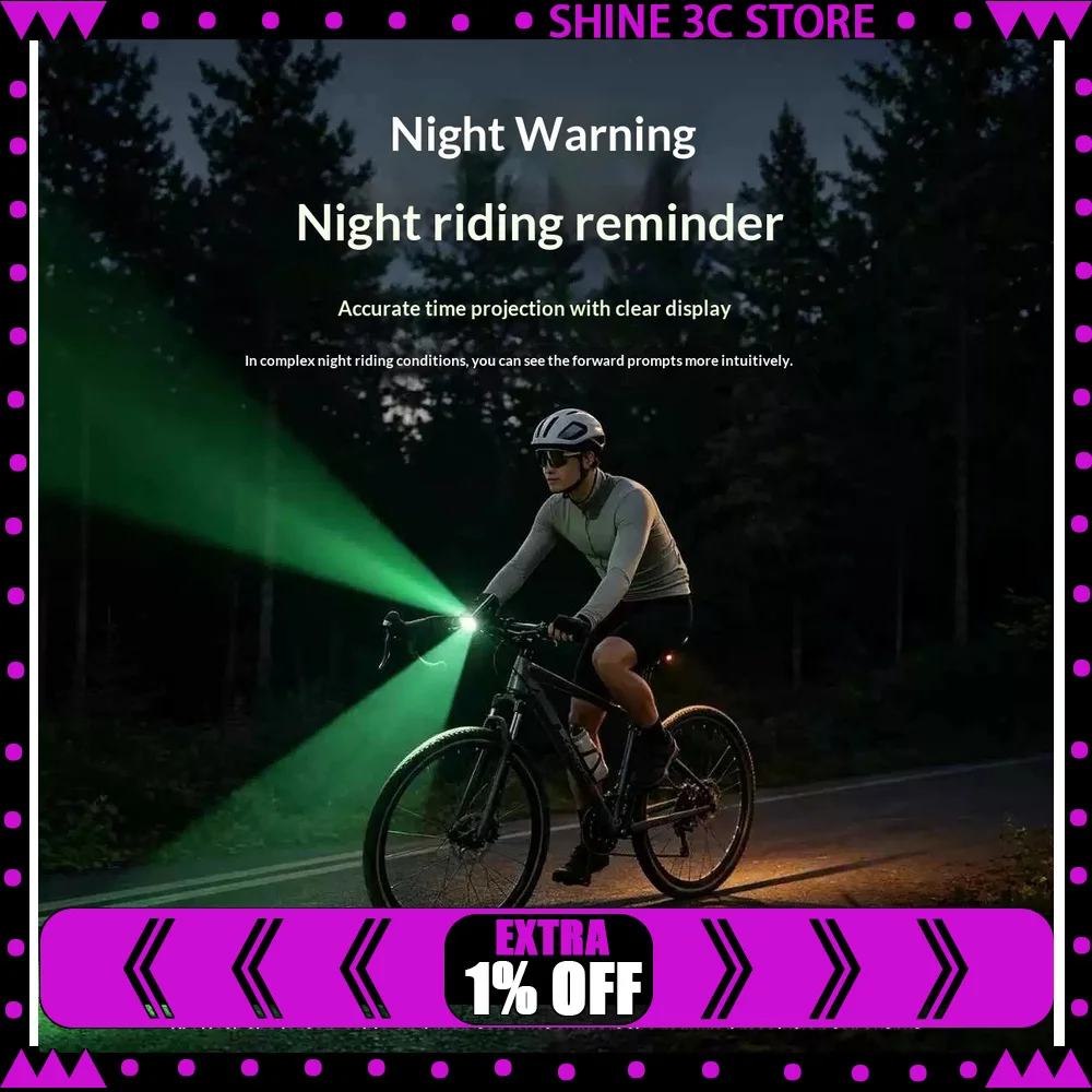RideHUD IrisGreen Night Cycling Projection Light Smart HUD Bike Computer Navigation Display