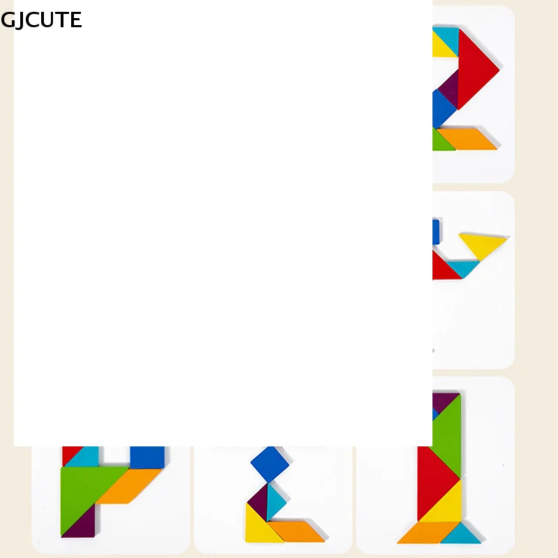 

3D деревянные головоломки Танграм, настольные игры, детские развивающие игрушки Монтессори, детский сад, обучающее пособие геометрической формы