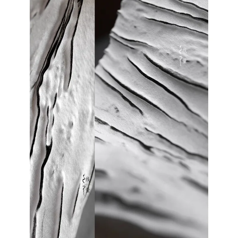 Broken Shadow White Paint Black Pressed Pleats Three-dimensional Texture Original Fabrics Handmade DIY Clothing Designer Fabrics